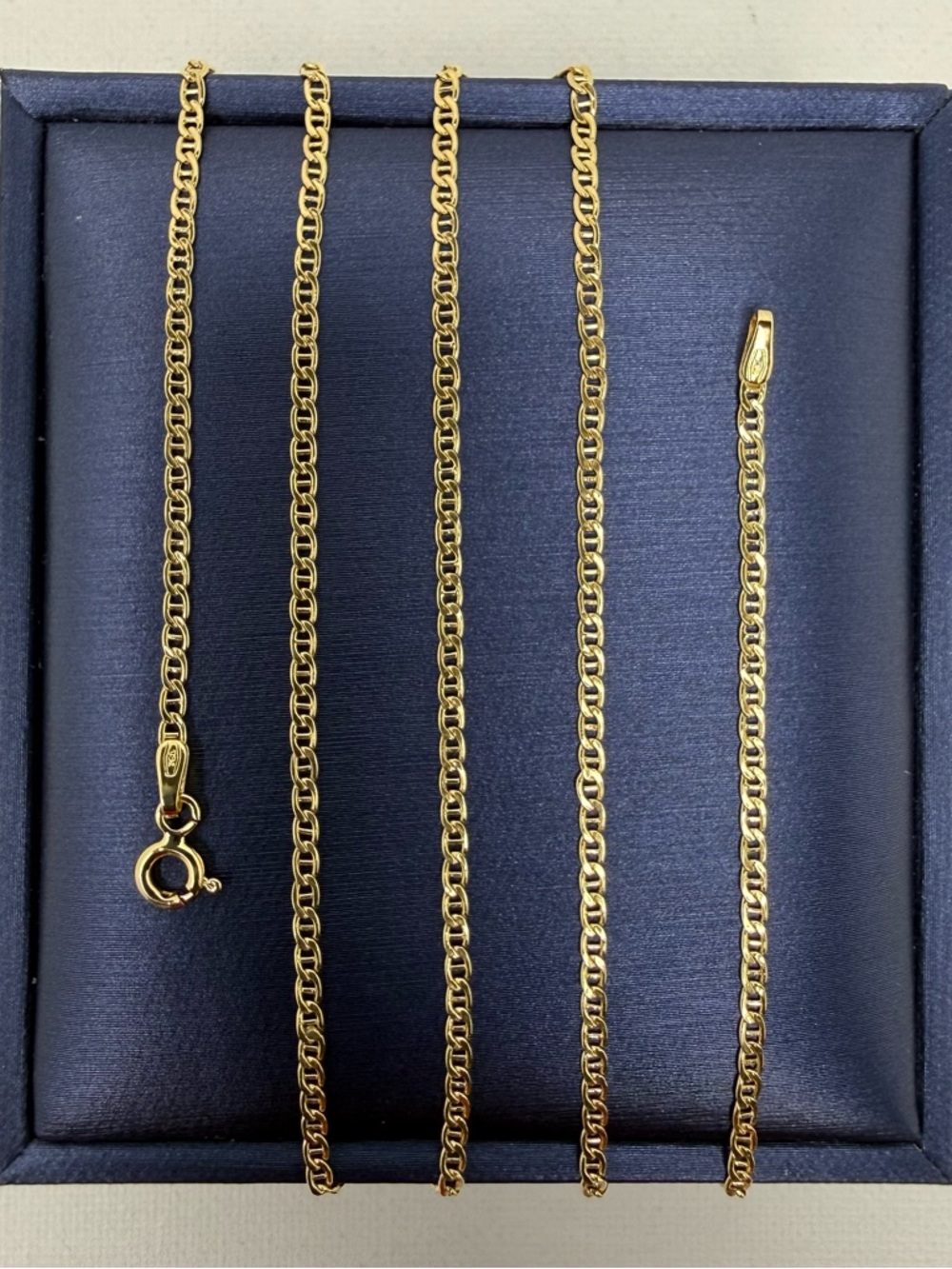 18K Genuine Gold Mariner Link Chain Necklace (Preowned)